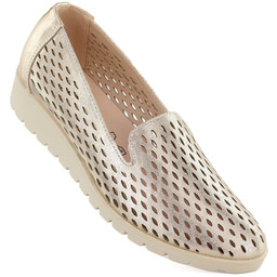 Półbuty damskie ażurowe lordsy złote Jezzi RMR1628