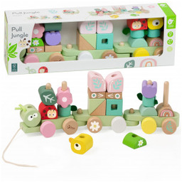 Montessori Kolejka Gąsienica Drewniana Układanka Classic World