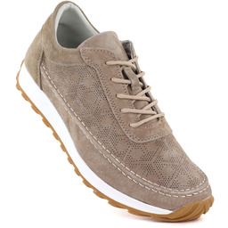 Skórzane półbuty damskie zamszowe jasny braz Sergio Leone