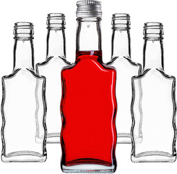 Szklana butelka na nalewkę Fala 200ml z srebrną