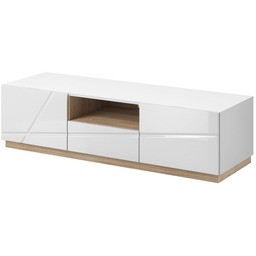 Szafka RTV FUTURA FU-03 biały/dąb riviera/biały połysk SZYBKA