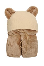 Babymatex Kocyk Koala Muślin 95x95 brązowy z kapturkiem