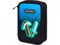 Piórnik 3-komorowy z wyposażeniem Jumbo Astrabag Blue Pixel