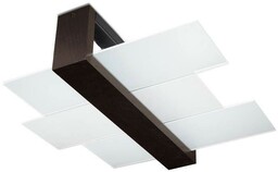 Sollux Plafon LAMPA sufitowa SL.0074 szklana OPRAWA drewno