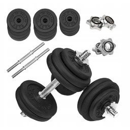 Hantle Żeliwne regulowane 2x15kg gryfy 28mm talerze zestaw
