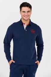 LA MARTINA Granatowy męski longsleeve polo HEAVY JERSEY