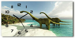Zegar ścienny szklany Dinozaury na plaży