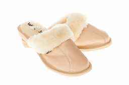 Wójciak damskie kapcie skóra naturalna zabudowane klin o