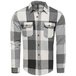 Koszula flanelowa męska w kratę czarno-biała Recea