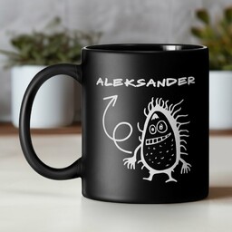 Kubek ceramiczny czarny matowy z grawerem dla niego