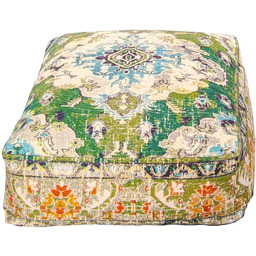 Marokańska pufa otomana Mandala Life ART poszewka zielona