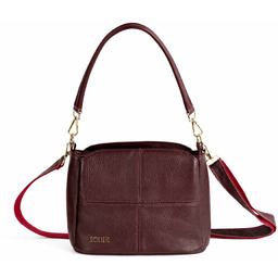 Skórzana torebka damska crossbody Solier FL50 CASSIA bordowa