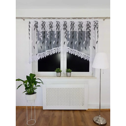 Firana Z Markizety Haftowana W Czarne Listki Klasyczne
