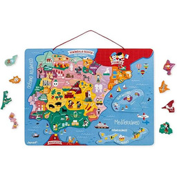 Janod J05478 mapa Hiszpanii, magnetyczna, puzzle dla dzieci,