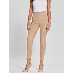 GUESS LEGGINSY BEŻOWE Z WYSOKIM STANEM I PRZESZYCIAMI