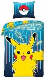 Pościel dla dziecka pokemon 140x200 Pikachu pokeball bawełniana