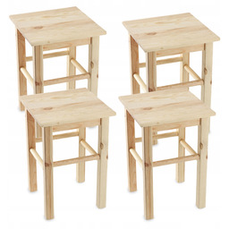 Taboret 4 szt Drewniany Kuchenny Stołek Krzesło 44cm