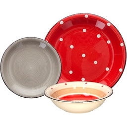 18-częściowy serwis stołowy z talerzami w różnych rozmiarach,