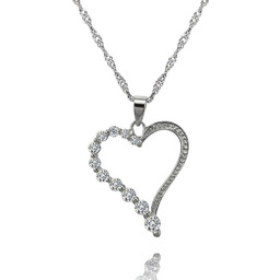 Srebrna Zawieszka Serce Wysadzane Cyrkoniami