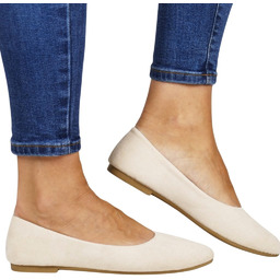 Damskie Baleriny Gładkie Płaskie Evento 7640 Beżowe Zamszowe