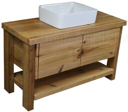 Szafka łazienkowa stojąca, stare drewno, dwie szuflady, jasne