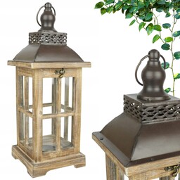 Latarnia lampion drewniany świecznik latarenka 45cm 107252