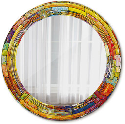 Dekoracyjne lustro fi60 Ścienne okrągłeKolorowy witraż