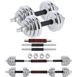 Sztangielki-sztanga w walizce chrom 2 x 15 kg