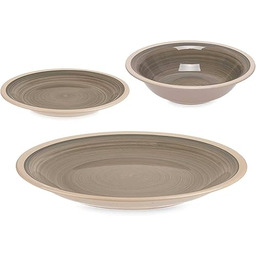 Zestaw 18 szt. Zestaw naczyń kamionkowych z szarej