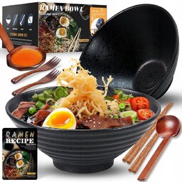 RAMEN Zestaw Misk Ceramicznych 2x1000ml z Pałeczkami