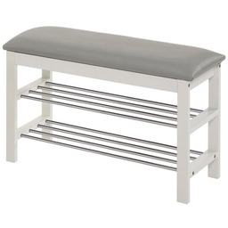 Ławka na buty tapicerowana szara / biała 81