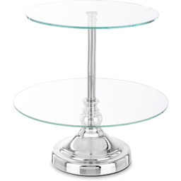 Patera taca metalowa lustro srebrna 2 poziomy 30x30