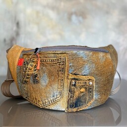 Pakamera Nerka XL z farbowanego na pomarańczowo jeansu