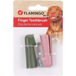 Flamingo Różowo-zielona szczoteczka do zębów na palce -