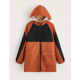 Kurtka Chłopięca Płaszcz Przejściowy Z Kapturem Casual Shein
