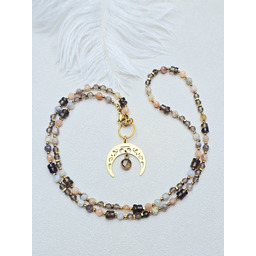 Pakamera Naszyjnik Lunula z Kwarcem Dymnym