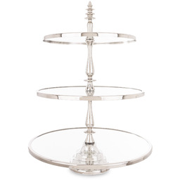 Patera taca metalowa lustro srebrna 3 poziomy 56x41