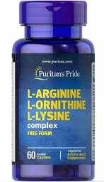 L-Arginina, L-Ornityna, L-Lizyna, Puritans Pride, 60 tabletek