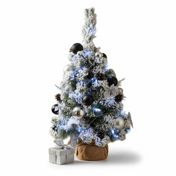 Choinka sztuczna mała ubrana z lampkami Led bombki