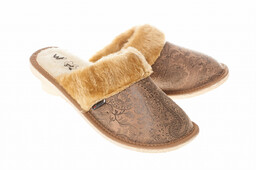 Ciepłe zabudowane Damskie kapcie skórzane z owczą wełną