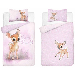 Pościel bawełniana dwustronna fioletowa jelonek PPG-171