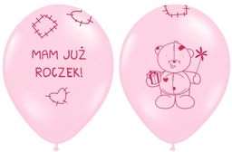 Balony z nadrukiem dla dziewczynki "Mam już roczek"