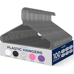 SereneLife 100 sztuk plastikowych wieszaków, antypoślizgowe, oszczędzające miejsce