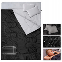 Podwójny śpiwór z 2 poduszkami, wodoodporny, lekki, 2-osobowy