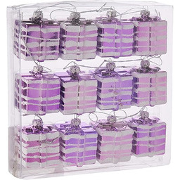 OmniReselling Opakowanie 12 szt. fioletowych bombek paczkowych