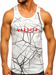 Biała koszulka tank top bokserka z nadrukiem Bolf