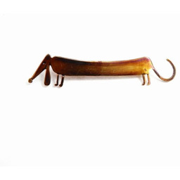 Broszka srebrna oksydowana- Jamnik brązowy