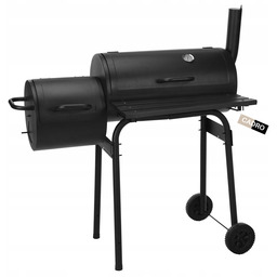 Grill węglowy ogrodowy z wędzarnią na kółkach pokrywa