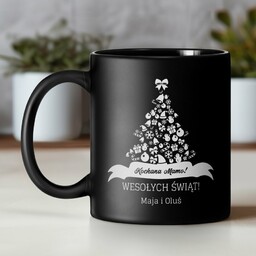 Kubek ceramiczny czarny matowy z grawerem dla mamy