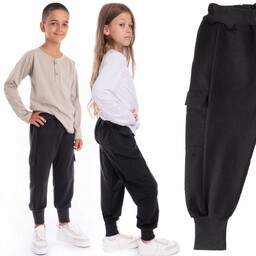 Czarne spodnie Bojówki ocieplane Na Meszku z kieszeniami